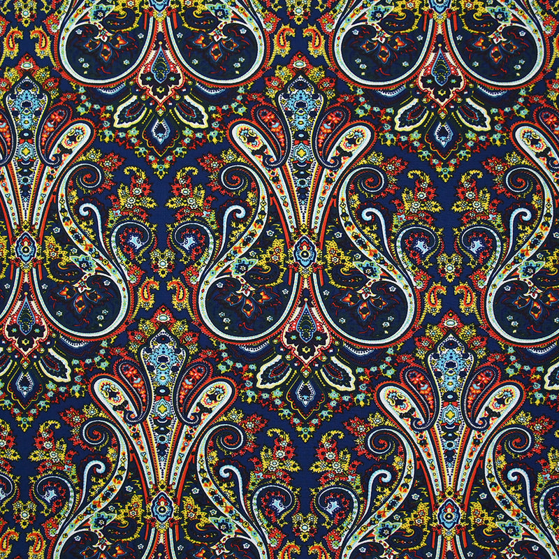 Polyester imprimé cachemire fond marine