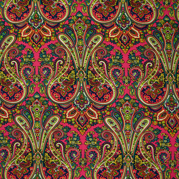 Polyester imprimé cachemire fond rose