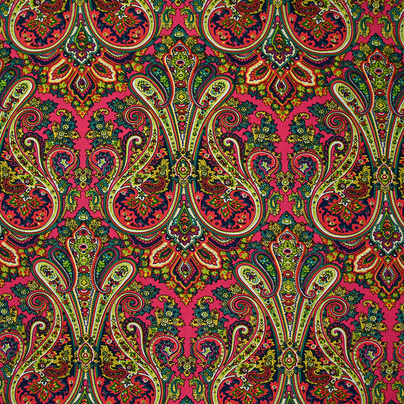 Polyester imprimé cachemire fond rose