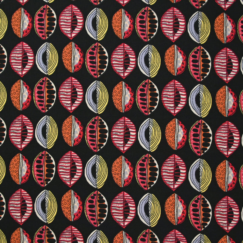 Polyester imprimé graines de bisous fond noir