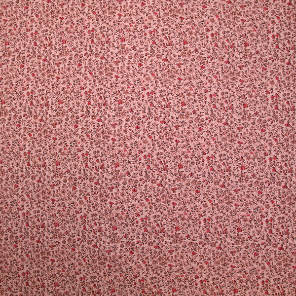 Toile de coton imprimée fleurs en miniature fond rose