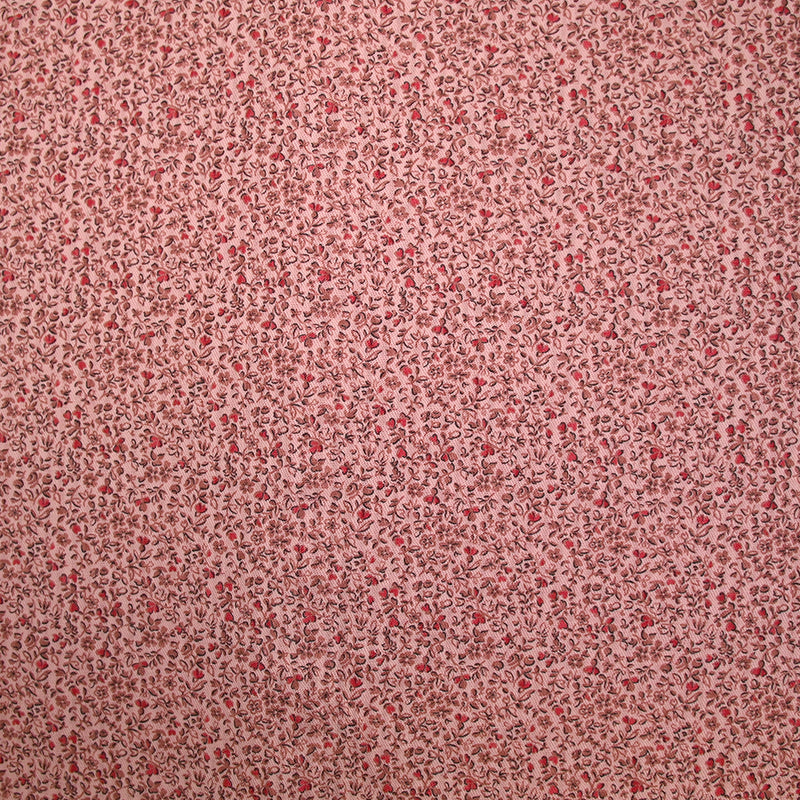 Toile de coton imprimée fleurs en miniature fond rose