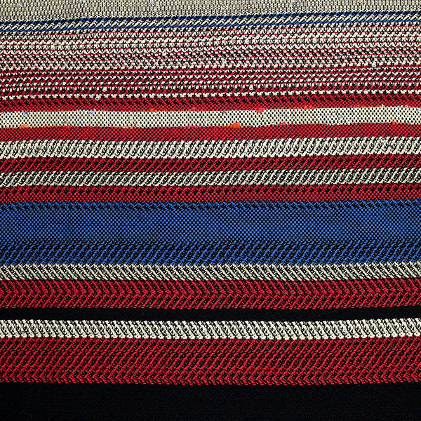 Tweed fantaisie en coton rouge et bleu