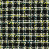 Tweed polycoton à carreaux noir, vert, jaune et bleu canard