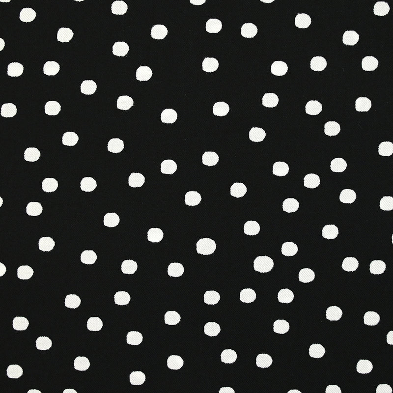 Twill de viscose imprimé à pois blanc fond noir