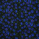 Twill de viscose imprimé champêtre bleu et vert sur fond noir