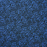 Twill de viscose imprimé feuillage bleu fond noir