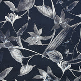 Twill de viscose imprimé pointillisme floral fond marine