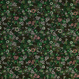 Twill de viscose imprimé rêverie vert et rose fond noir