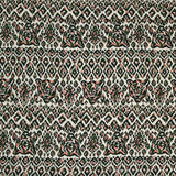 Twill de viscose imprimé tête de tigre vert et rose fond blanc cassé