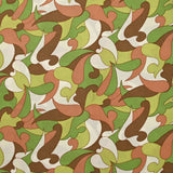 Viscose imprimée baleine vert et marron fond blanc cassé