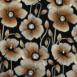 Viscose imprimée fleurs nervurés fond noir