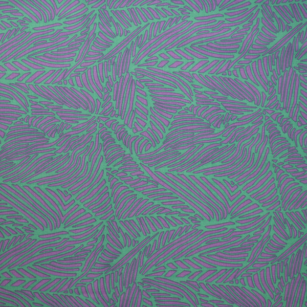 Viscose imprimée fougères parme et vert pâle