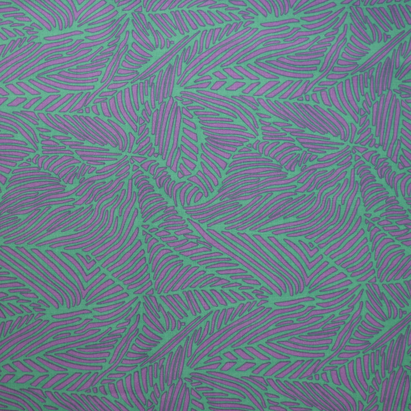 Viscose imprimée fougères parme et vert pâle