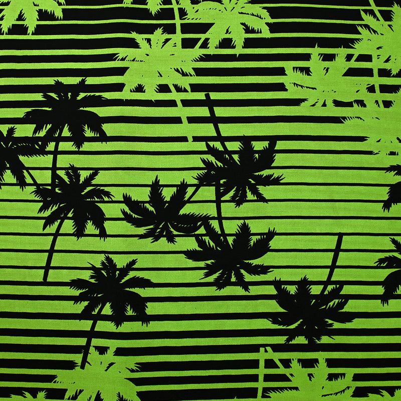 Viscose imprimée palmiers et rayures vert et noir
