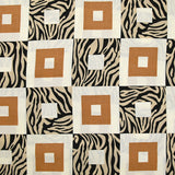 Viscose imprimée tigre et carré marron et beige