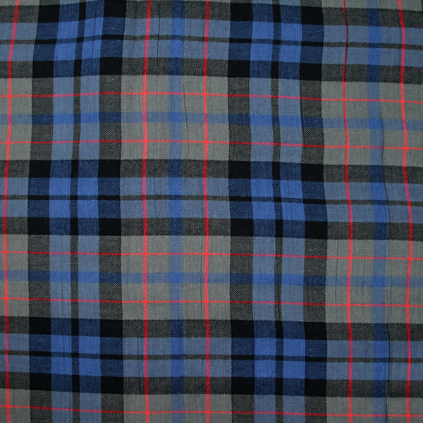 Voile de coton à carreaux bleu, gris et noir