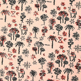 Jersey de coton imprimé désert fond rose