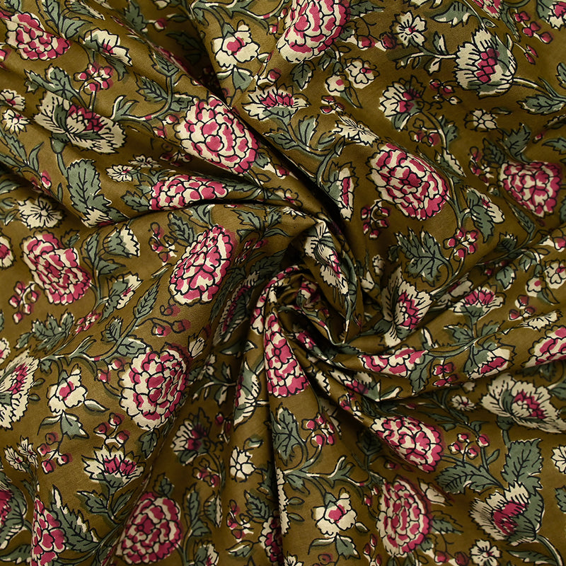 Beige de Kolkata Beige y Borgoña de algodón indio