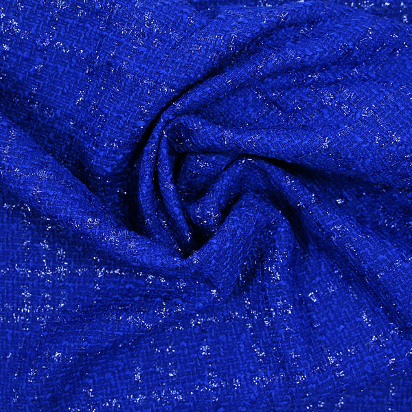 Tweed Emma lurex polyester fond bleu roi