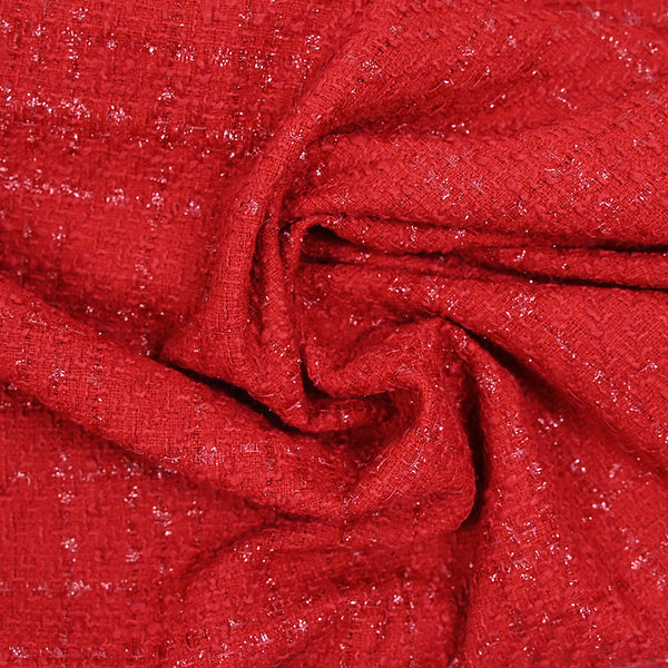 Tweed Emma lurex polyester fond rouge