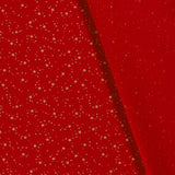 Coton de Noël imprimé tourbillon d'étoiles doré fond rouge
