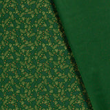Popeline de coton imprimée feuille dorée fond vert
