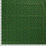 Popeline de coton imprimée feuille dorée fond vert