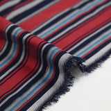 Sergé de viscose tissé-teint à rayures rouges