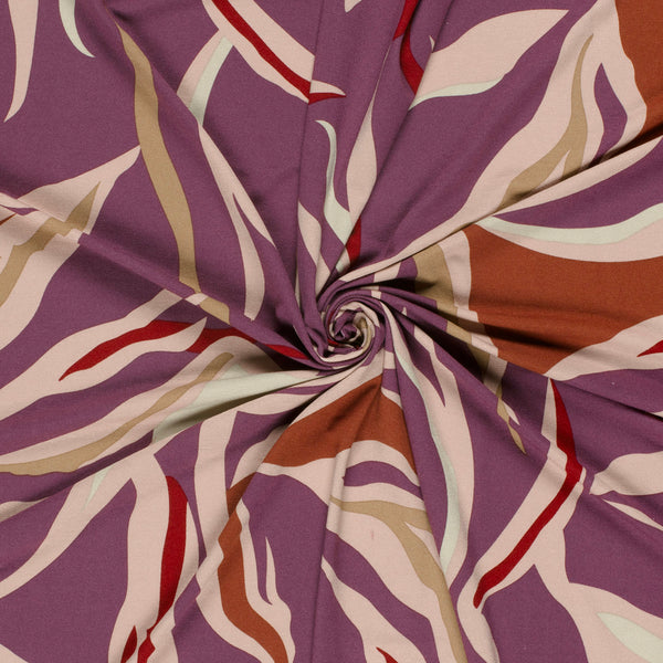 Jersey de viscose imprimé flamme fond violet