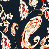 Viscose crepe printed Paisley background navy
