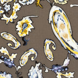 Viscose crepe printed paisley background taupe