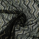 Polyester Lace Lurex Chevrons Fondo negro