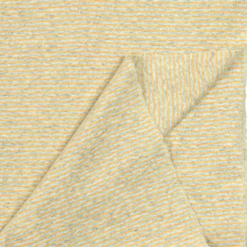 Jersey de coton rayé jaune et gris chiné