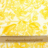 Viscose imprimée fleurs géantes jaune fond blanc