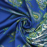 Crêpe satin polyester imprimé Florencia bleu et vert