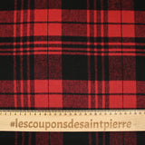 Laine mélangée brossée à carreaux rouge et noir