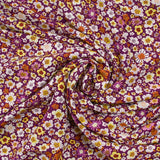 Printed viscose flower garden purple background