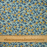 Crêpe de polyester imprimé micro pousses marine fond bleu