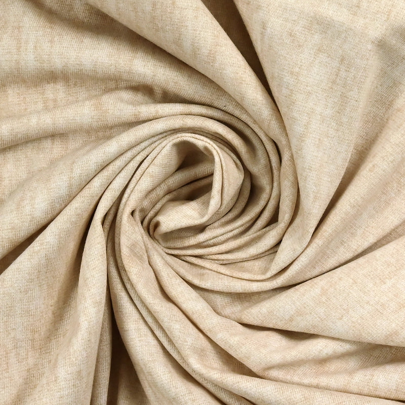 Jersey de coton imprimé effet chiné beige
