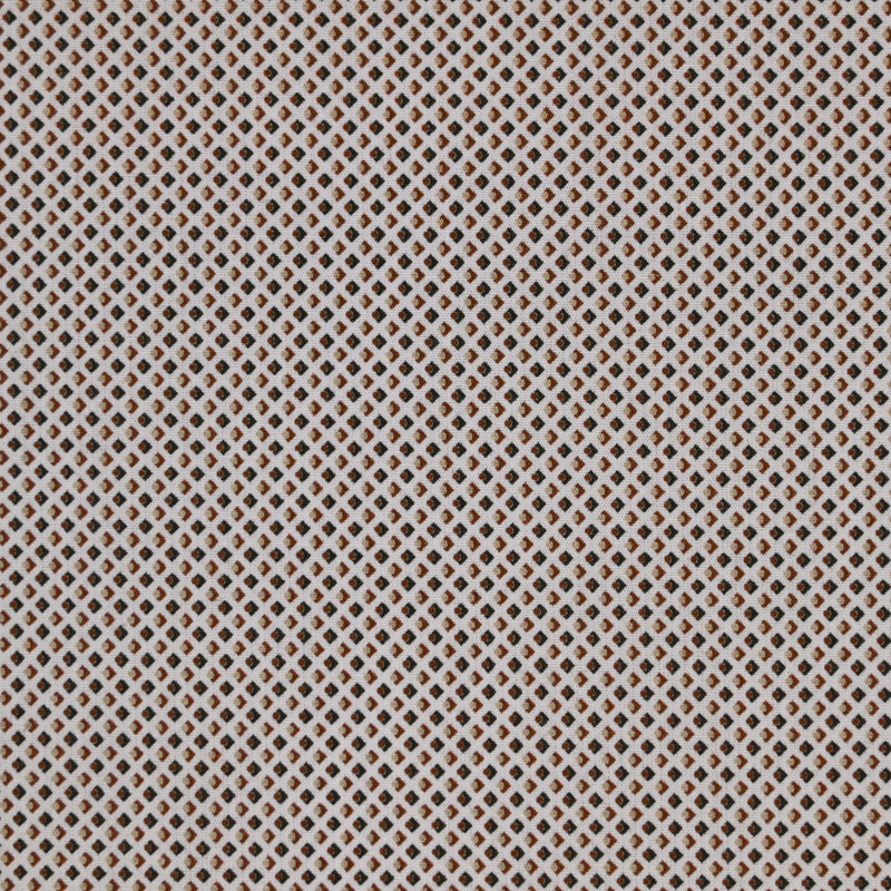 Coton imprimé petits éléments marron fond blanc