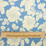 Lin viscose imprimé grosses fleurs bleu délavé