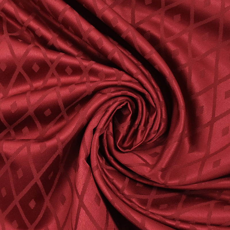 Satin jacquard de polyester losange rouge grenat