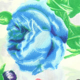 Coton imprimé élasthanne rose et anémone bleu, rose et violet