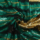 Tulle sequin plumes royales or et émeraude