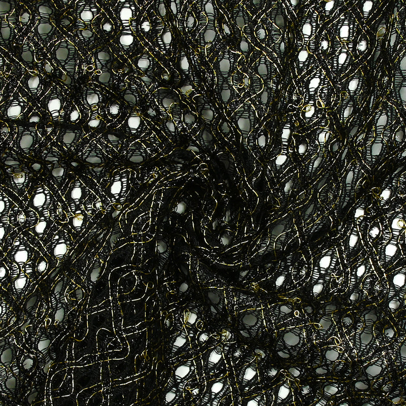 Polyester Lace Daisy Doré Fondo negro