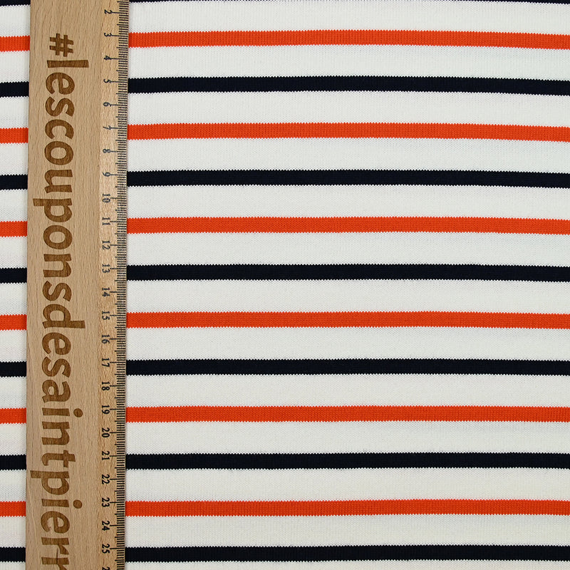 Marine striped cotton jersey and orange white background