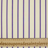 Coton rayé violet fond beige clair