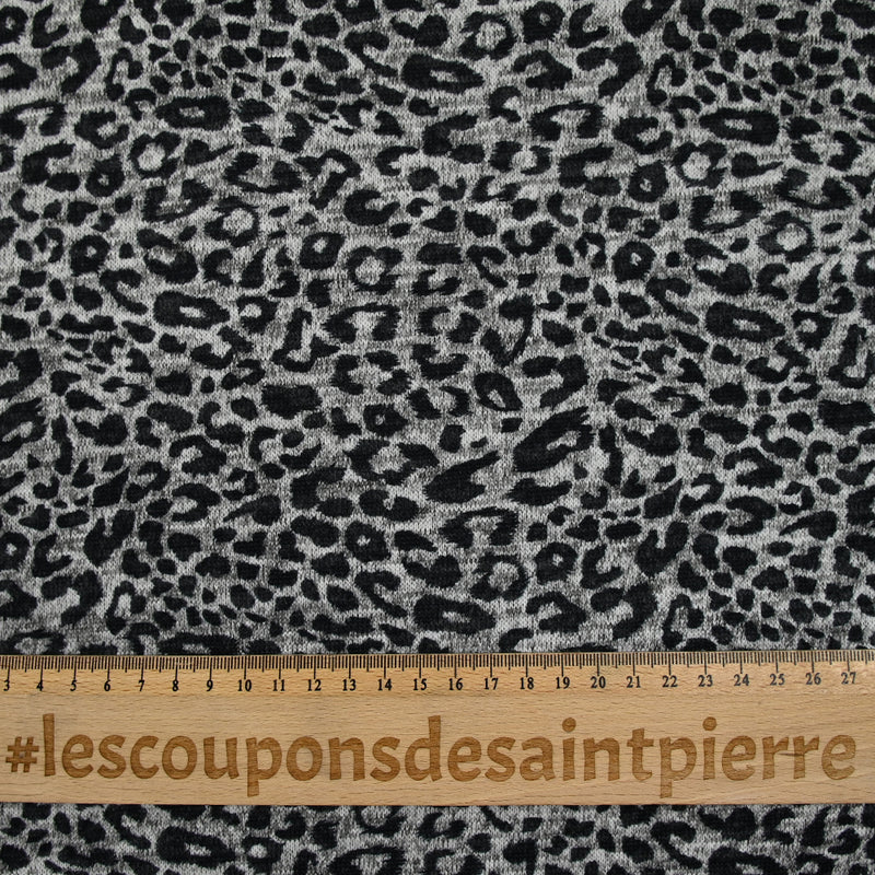 Maille fine polyviscose léopard gris et noir