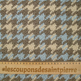 Laine mélangée pied-de-poule bouclé beige, marron et bleu ciel